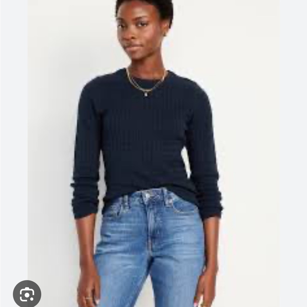Navy Blue Ribbed Sweater